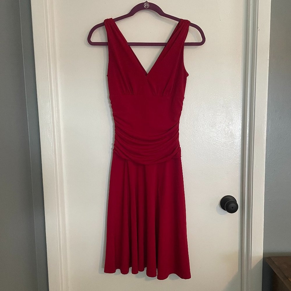 Roushed Red Dress